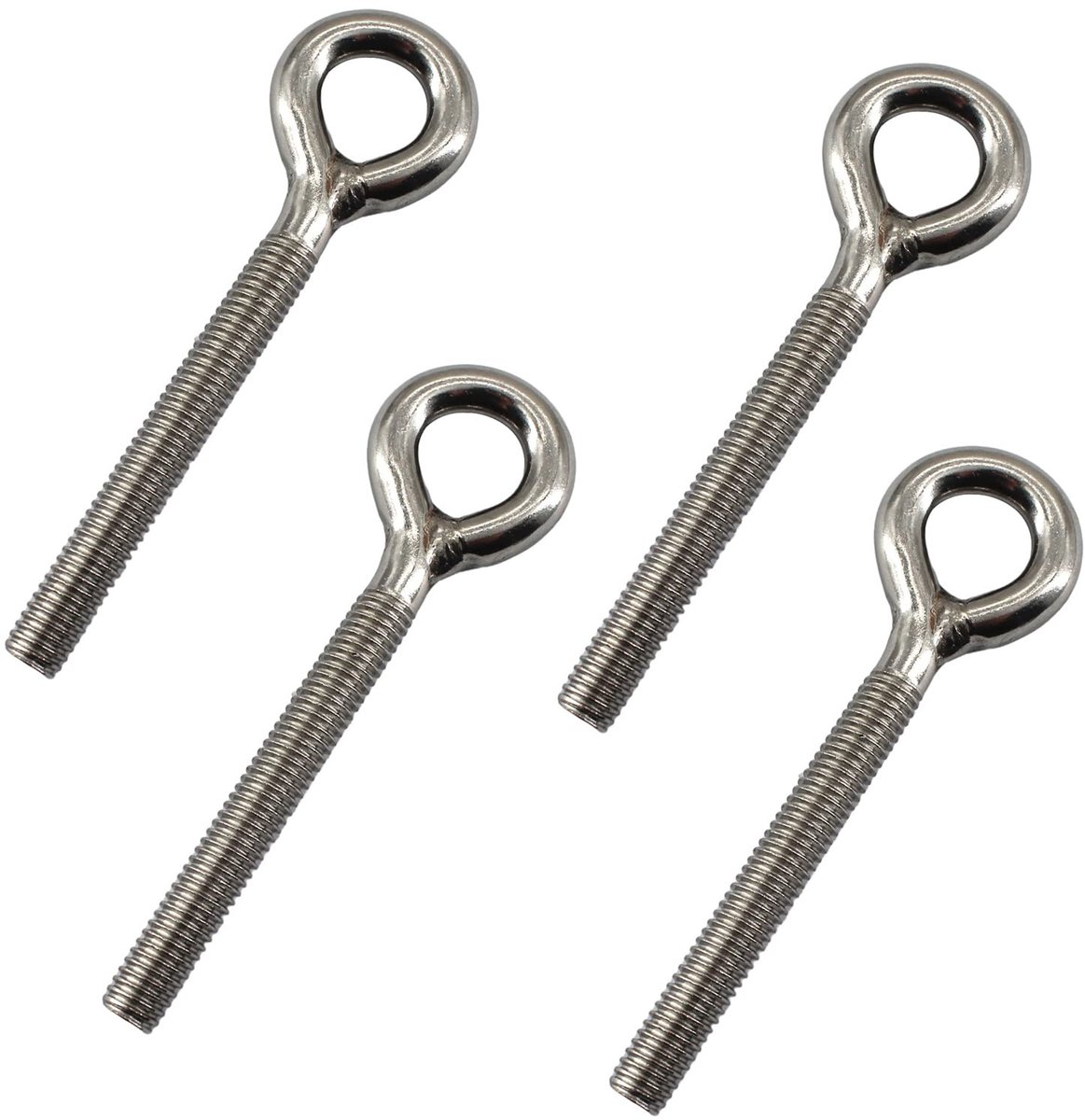 Dailygoods - Set van 4 RVS Oogbouten met Lange Schacht en Schroefdraad