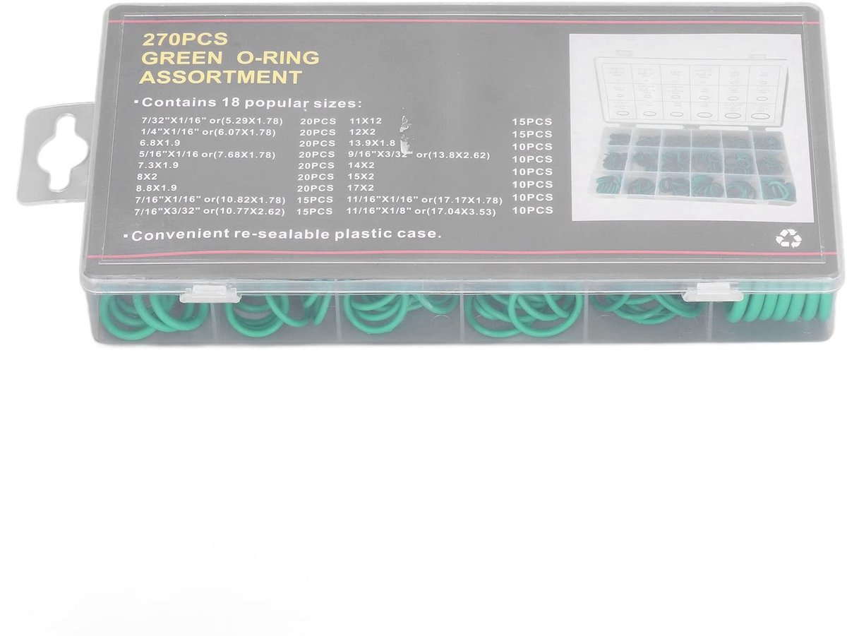 Dailygoods - Dailygoody - Rubber O-ring Set - 270-delige set - Voor sanitair en auto - Onderhoud - Duurzaam en veelzijdig - Geschikt voor verschillende toepassinge