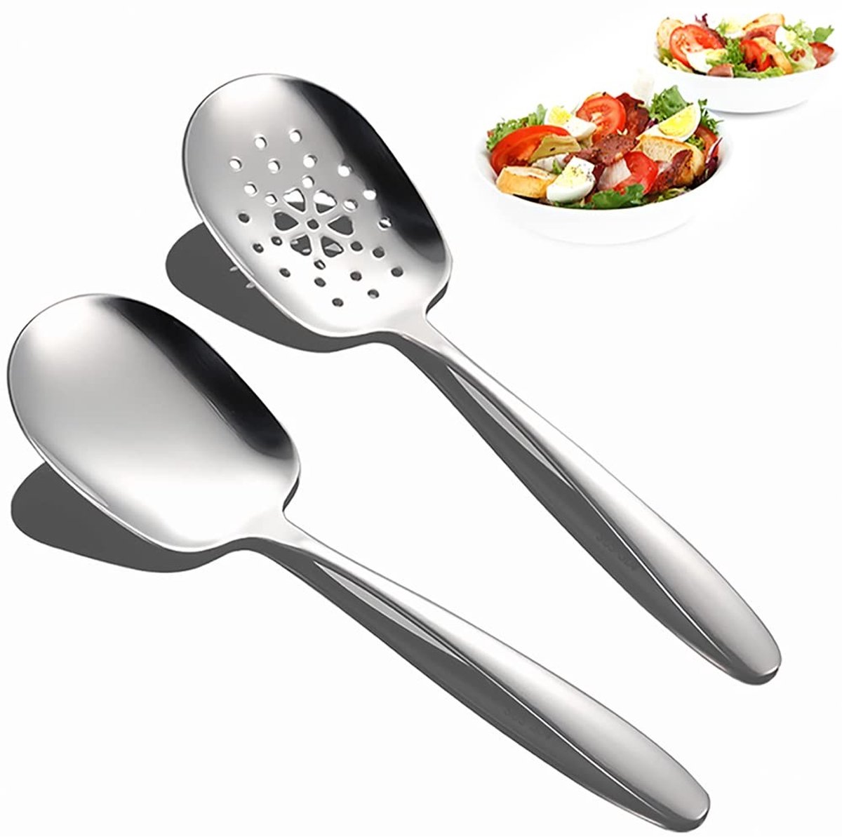 Dailygoods - Dailygoody - Opscheplepels van roestvrij staal - 2 grote lepels - Vaatwasserbestendig - Zilver - Perfect voor feesten - Voor restaurants en thuis