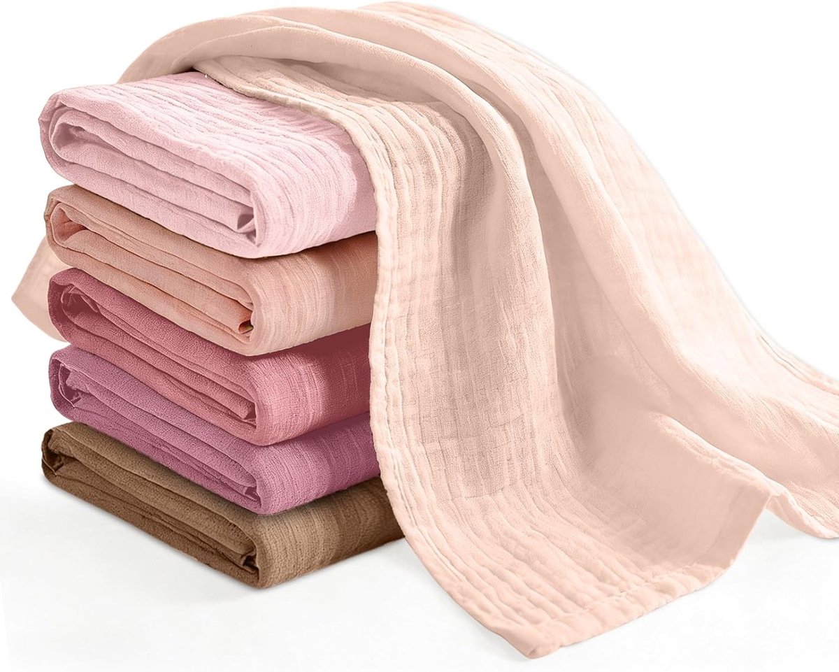 6 stuks 100% katoenen mousseline doeken voor pasgeborenen, absorberend, ademend en multifunctioneel, 25 cm x 50 cm