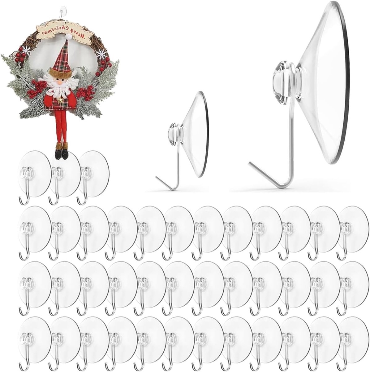 40 Stuks Duidelijke Zuignap Haken 40mm Wandhaken voor Glad Glas en Tegels, Ideaal voor Keuken en Badkamer