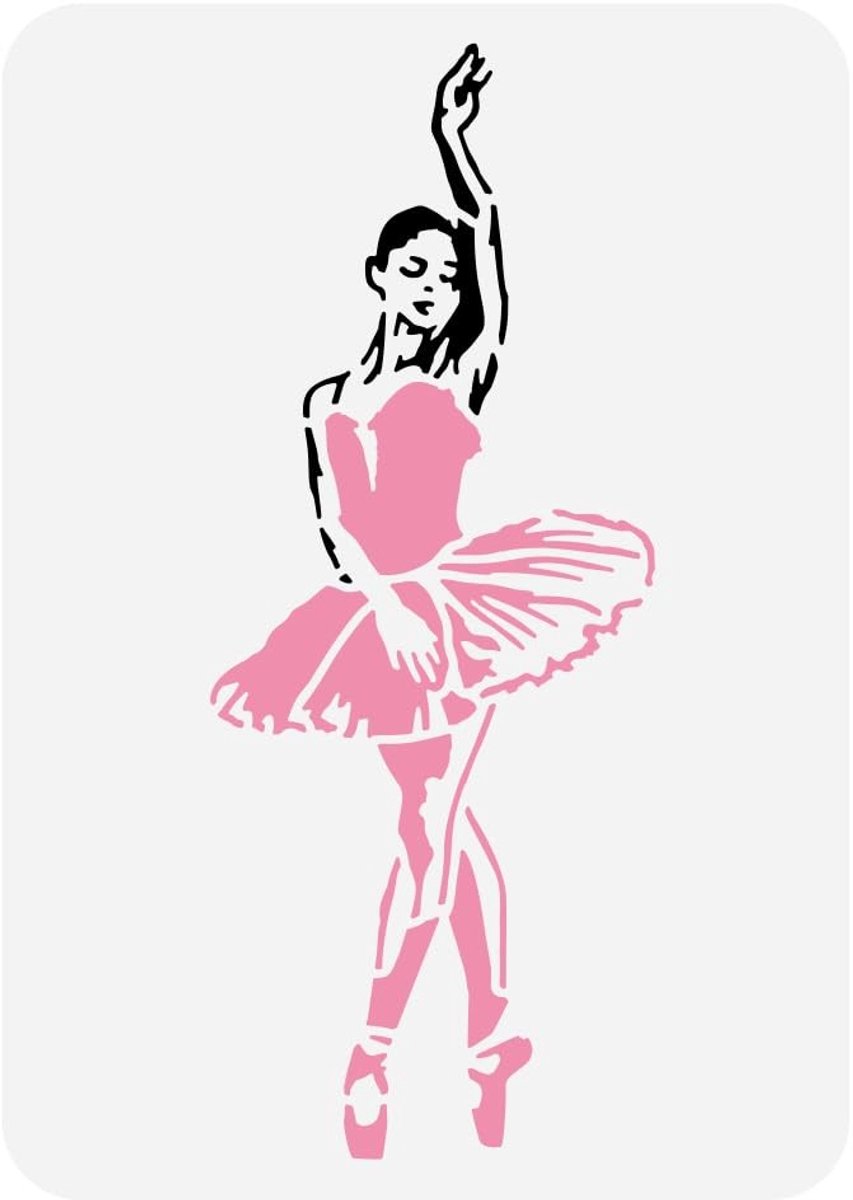 Dailygoods - Dailygoody - Ballet danser schildersjabloon - Herbruikbaar - 21 x 29,7 cm - Decoratiesjabloon - Voor schilderen op hout, muur, stof en meubels