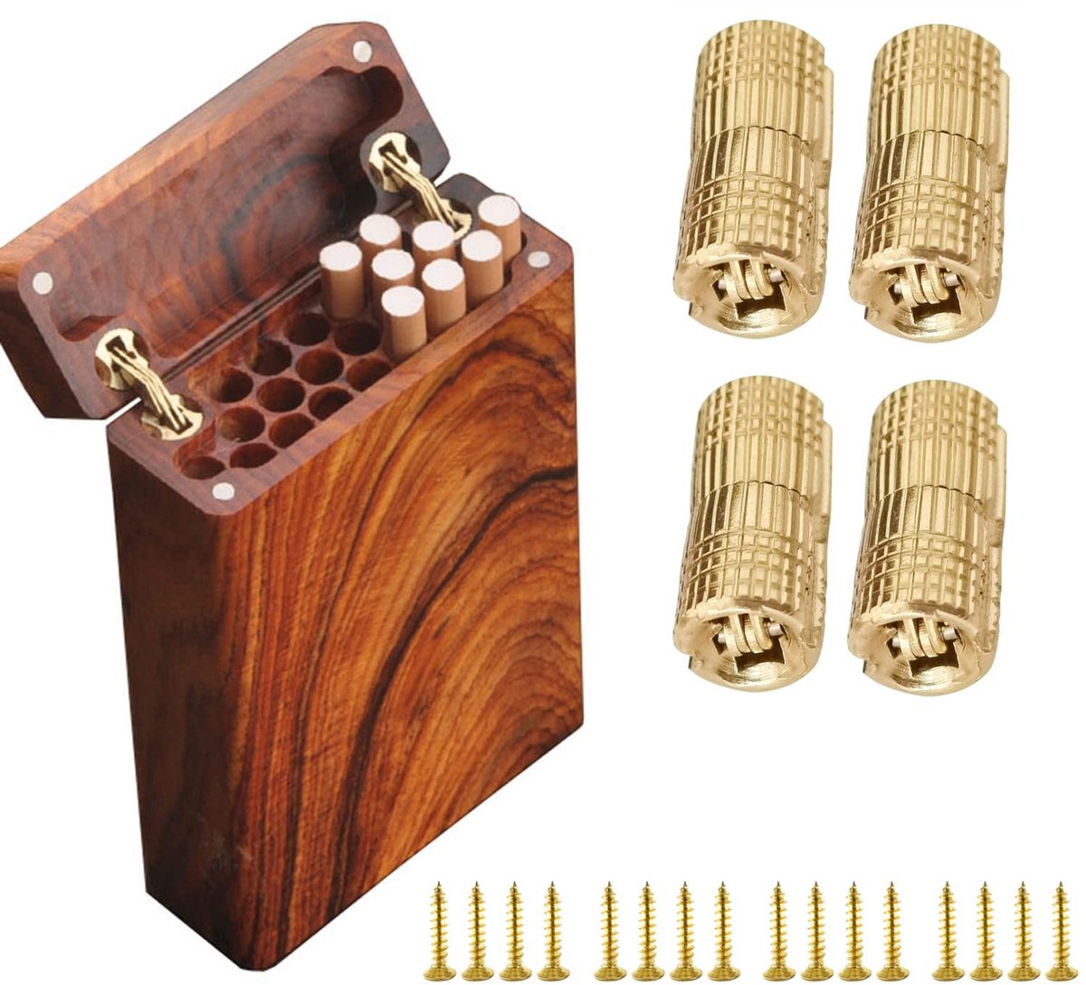 Dailygoods - Dailygoody - Verdekte Vatscharnier - Scharnier voor Meubels - Verborgen Ontwerp - Messing - Geschikt voor Sieradenkistjes - 4 Stuks per Verpakking