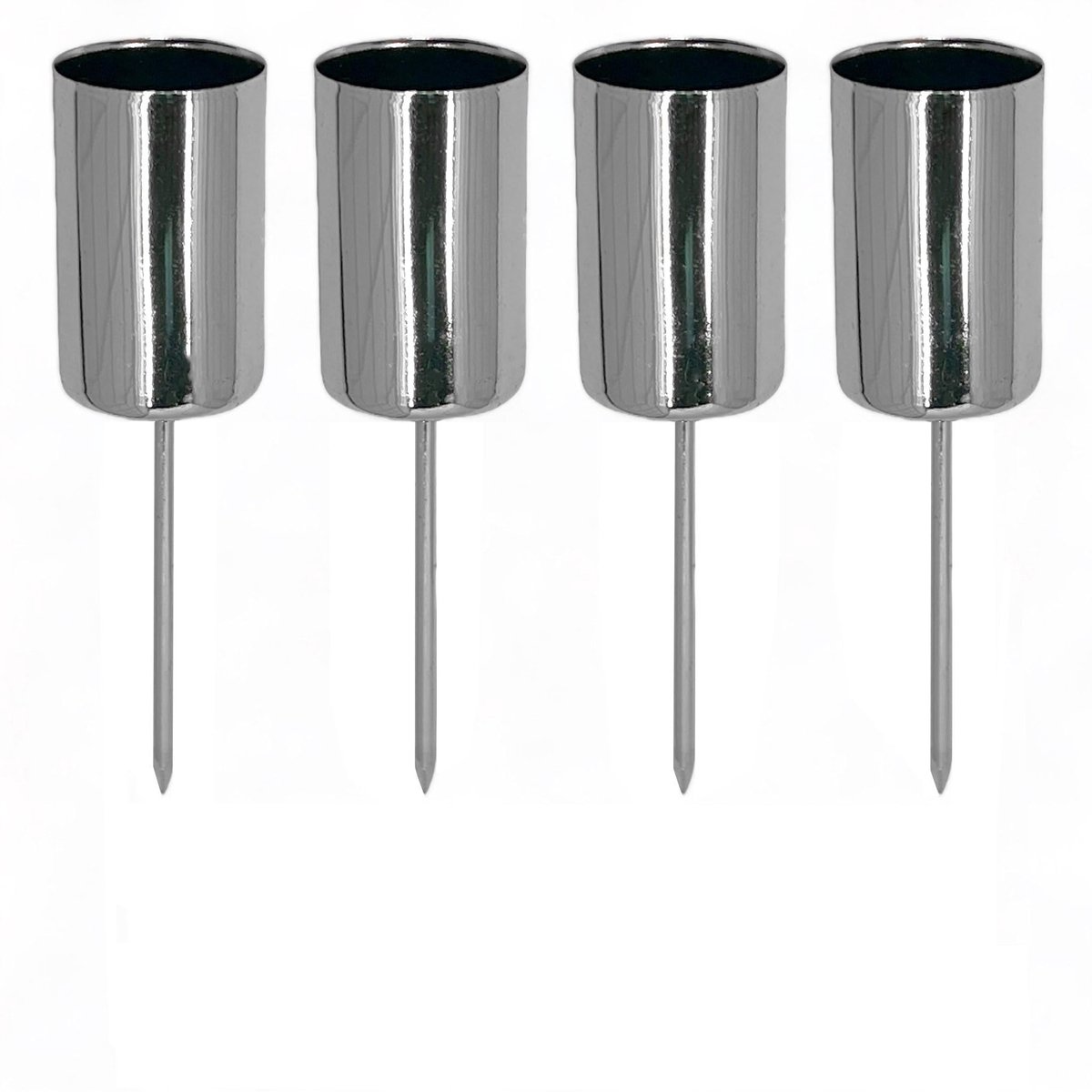 Dailygoods - Dailygoody - Adventskaarsenhouder - Stijlvolle kaarsenhouder - Zilver - Kaarsenhouder met doorn - Perfect voor adventskrans en kerststuk - Ø 2,5 cm