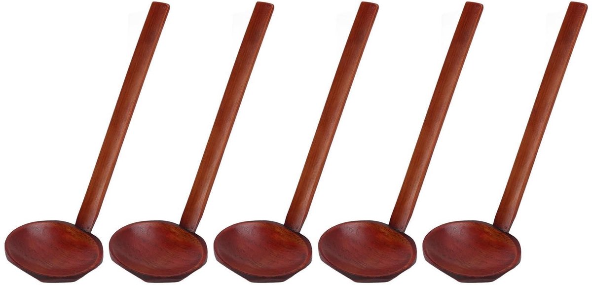 Dailygoods - Dailygoody - Houten Soeplepel - Japanse Ramen Lepels - Stevige handgreep - 5 stuks - Keukengerei - Ideaal voor soep en koken - Gebruiksvriendelijk