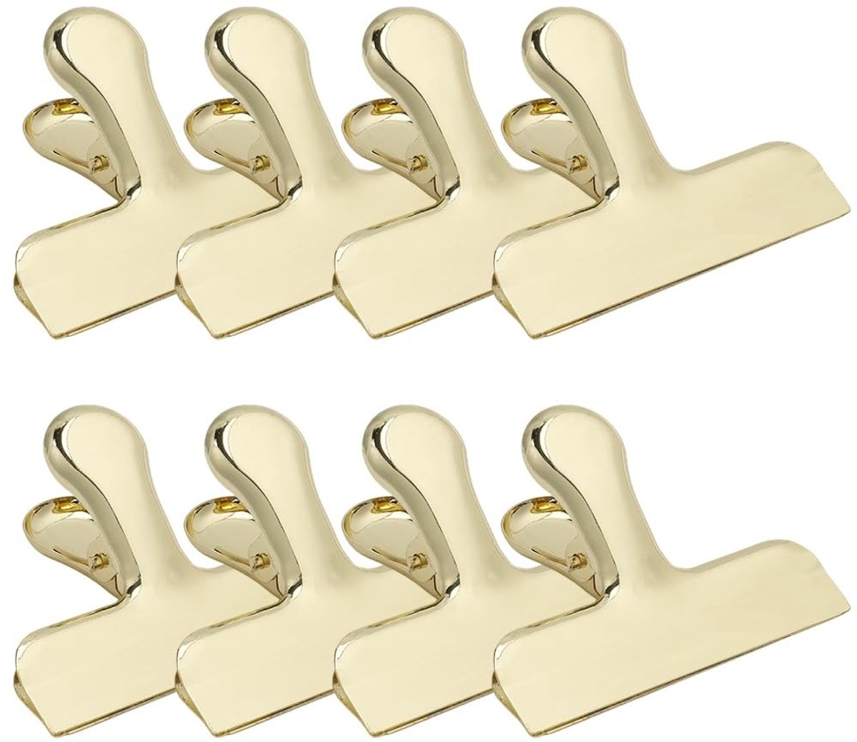 Dailygoods - Dailygoody - Gouden Zakclips - Roestvrij staal - Stevige luchtdichte afdichting - 8 stuks - Ideaal voor voedselzakken - Geschikt voor snacks en kruide