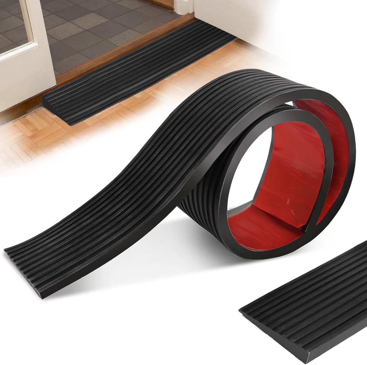 Zelfklevende Dorpelprofielen, Overgangsprofielen van Rubber voor Deuren, 900 x 80 x 10 mm, Geschikt voor Rolstoelen, Kinderwagens en E-Scooters