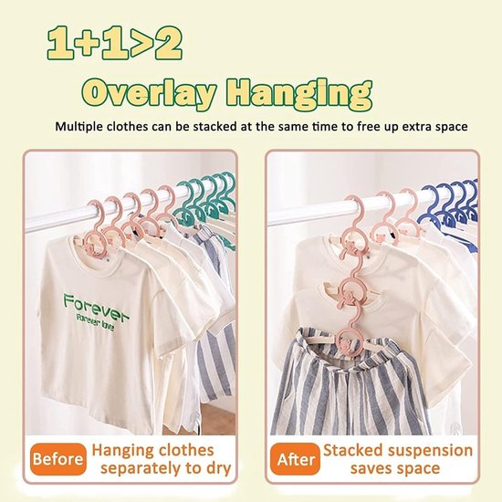 Babyhangers voor Kleerkast - Niet-glijdend 28-36 cm Verstelbaar Kinderkledinghanger voor Baby tot 18 jaar - Plastic Kinderhanger voor Pasgeborenen, Peuters en Kleuters - Roze Kledingorganisator voor Kinderkamer — afbeelding 2