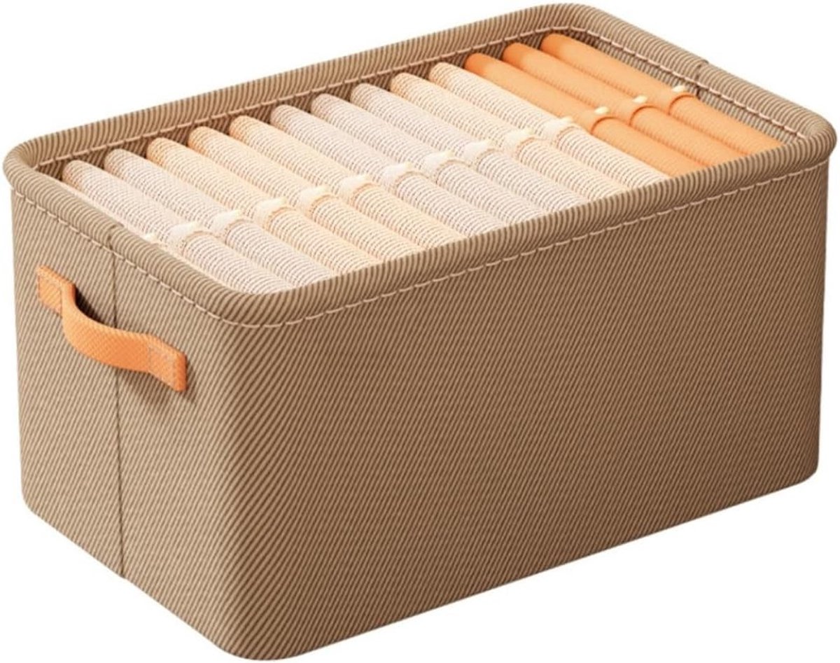 Opbergdoos voor Kleding en Speelgoed, Vouwbare Opbergmanden met Handvatten, Organiser voor Thuis en Kasten, Khaki, XL, 47 x 28 x 20 cm