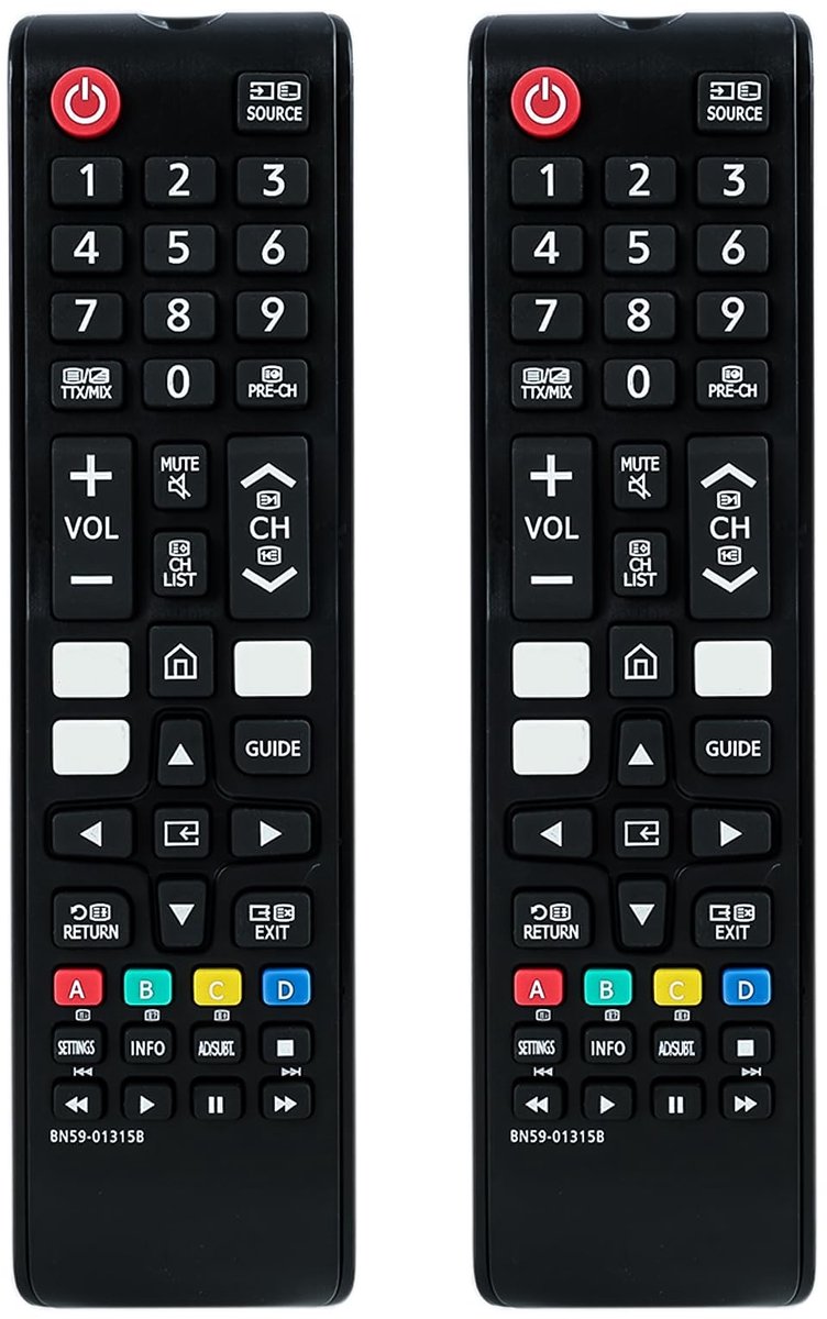 Dailygoods - 2 Stuks Universele Afstandsbedieningen voor TV's en Multimedia