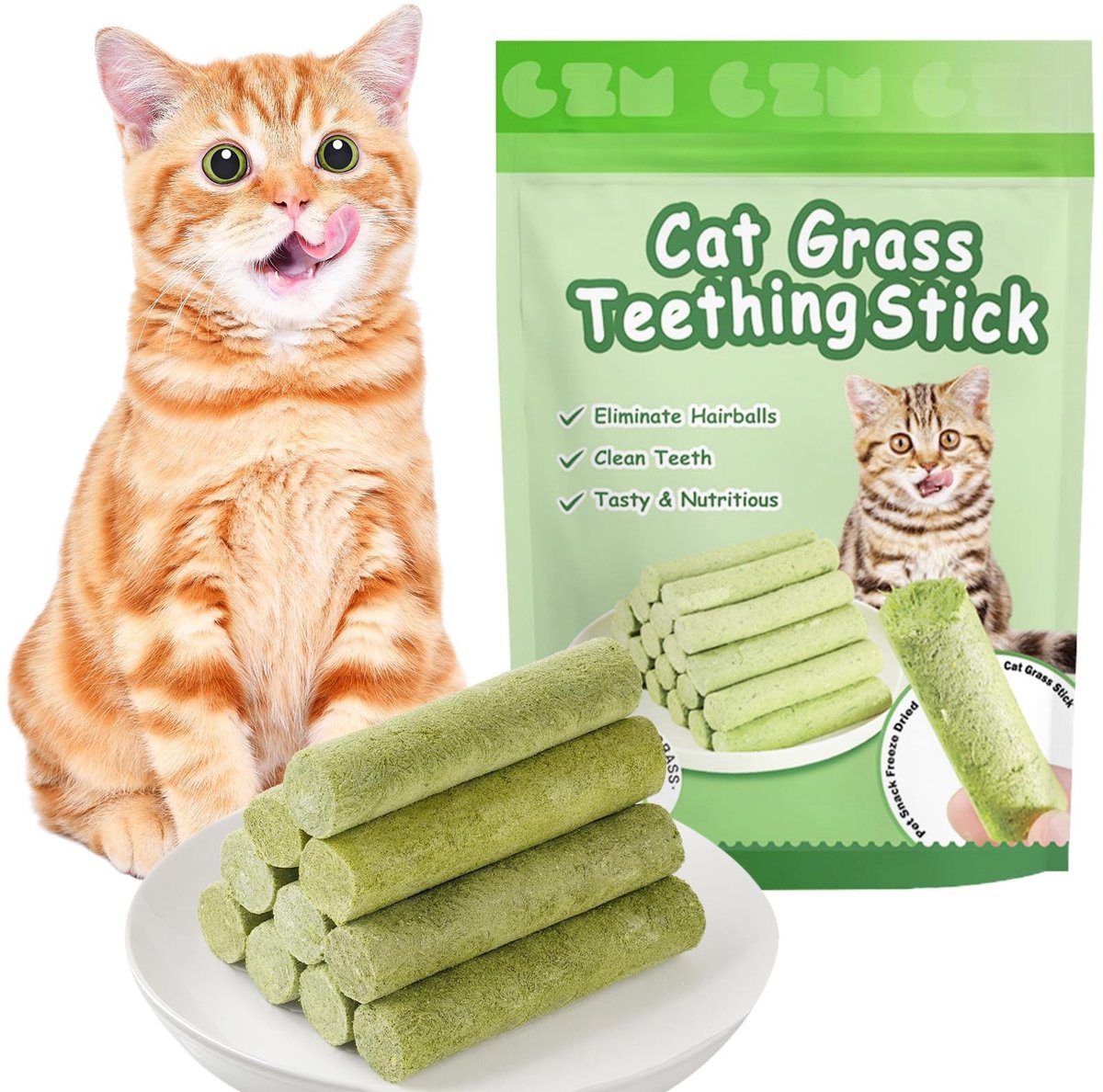 Dailygoods - Kattengras voor Katten - Natuurlijke Tandverzorging - 6 Stuks Kauwsticks - Spijsvertering - Oral Care - Geschikt voor Huiskatten