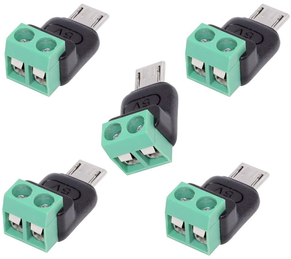 Dailygoods - 5 Stuks Micro-USB 2-Pins Soldeervrije Stekker voor Snellaadverbindingen