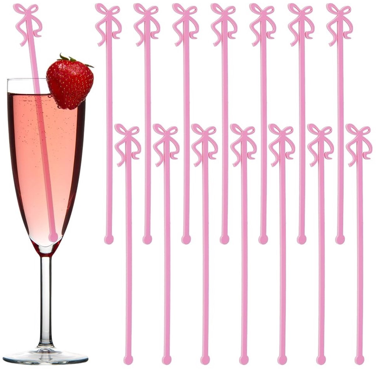 Dailygoods - 15 Stuks Roze Strik Drink Roerstaafjes voor Feesten
