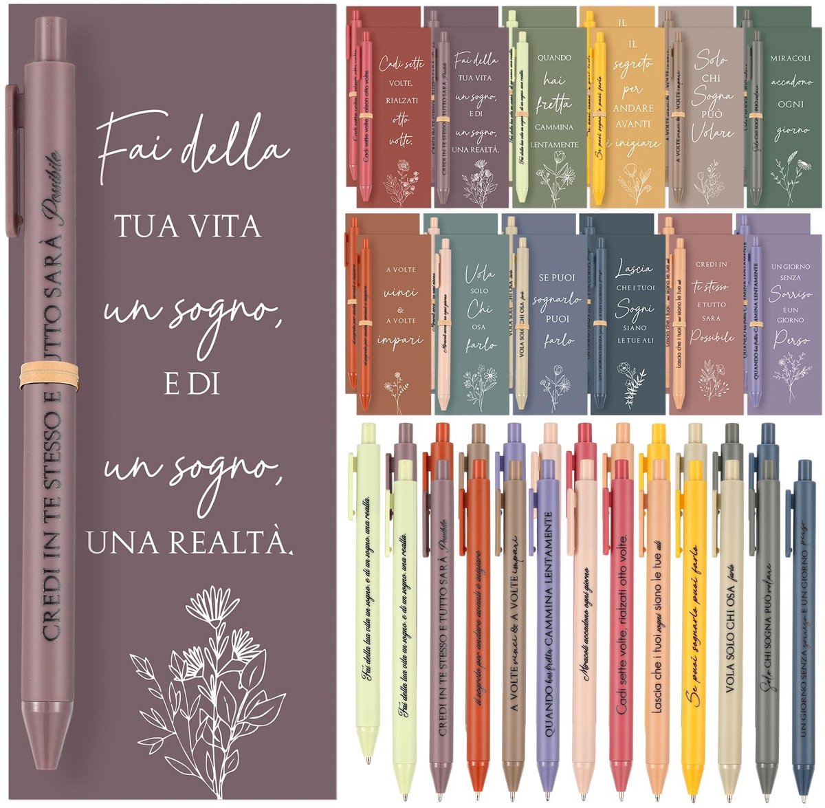 Dailygoods - Set van 24 Bedankcadeaus met Balpennen en Motivatiebriefjes