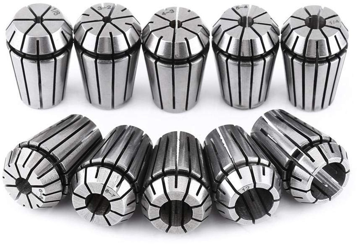 Dailygoods - Dailygoody - ER20 Spantang Set - Graveergereedschap - 10-stuks - Hoogwaardige Veerstaal - Precisie en Duurzaamheid - Geschikt voor Freesmachine - ...