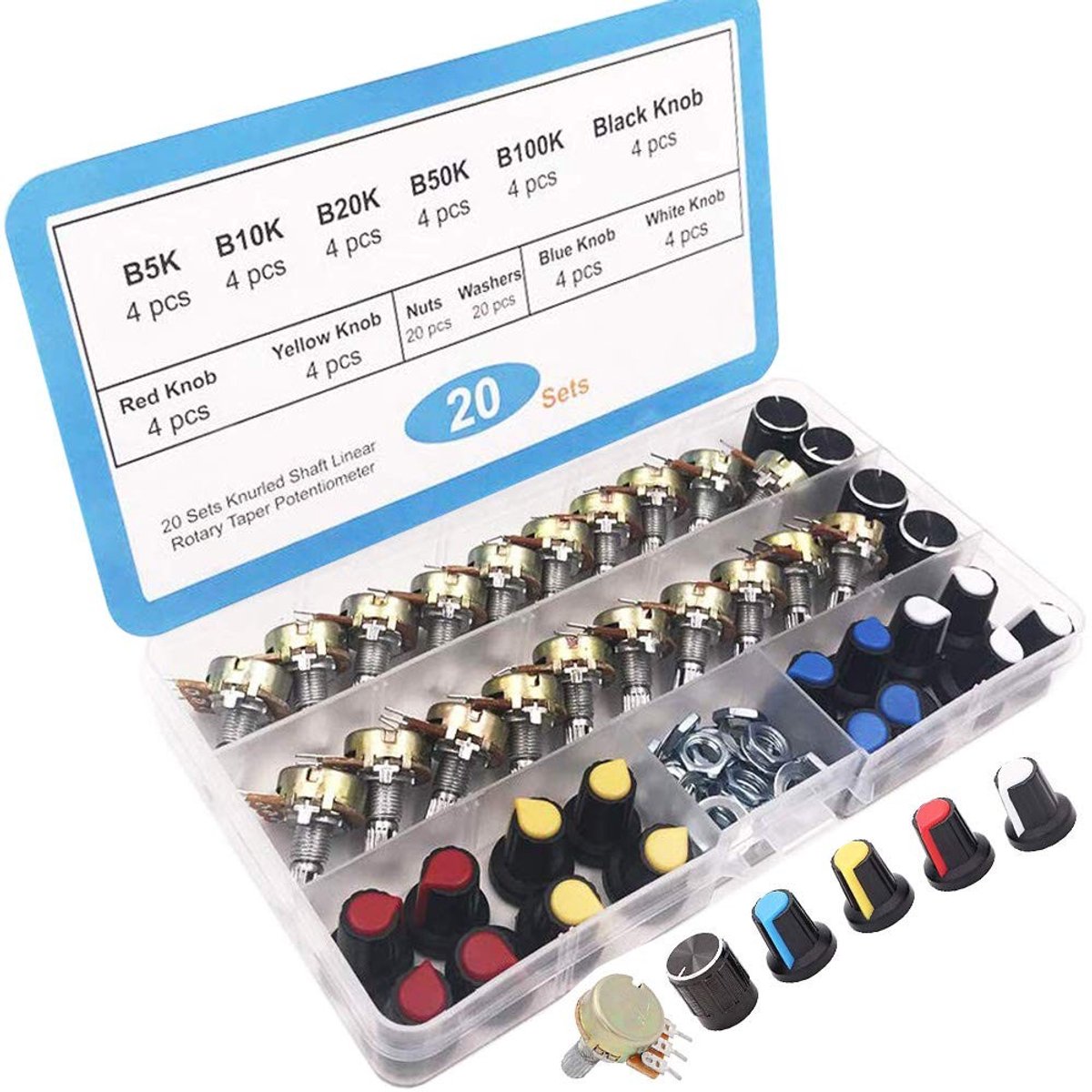 Dailygoods - Dailygoody - 20pcs Potentiometer 3PIN B5K B10K B20K B50K B100K voor Raspberry Pi