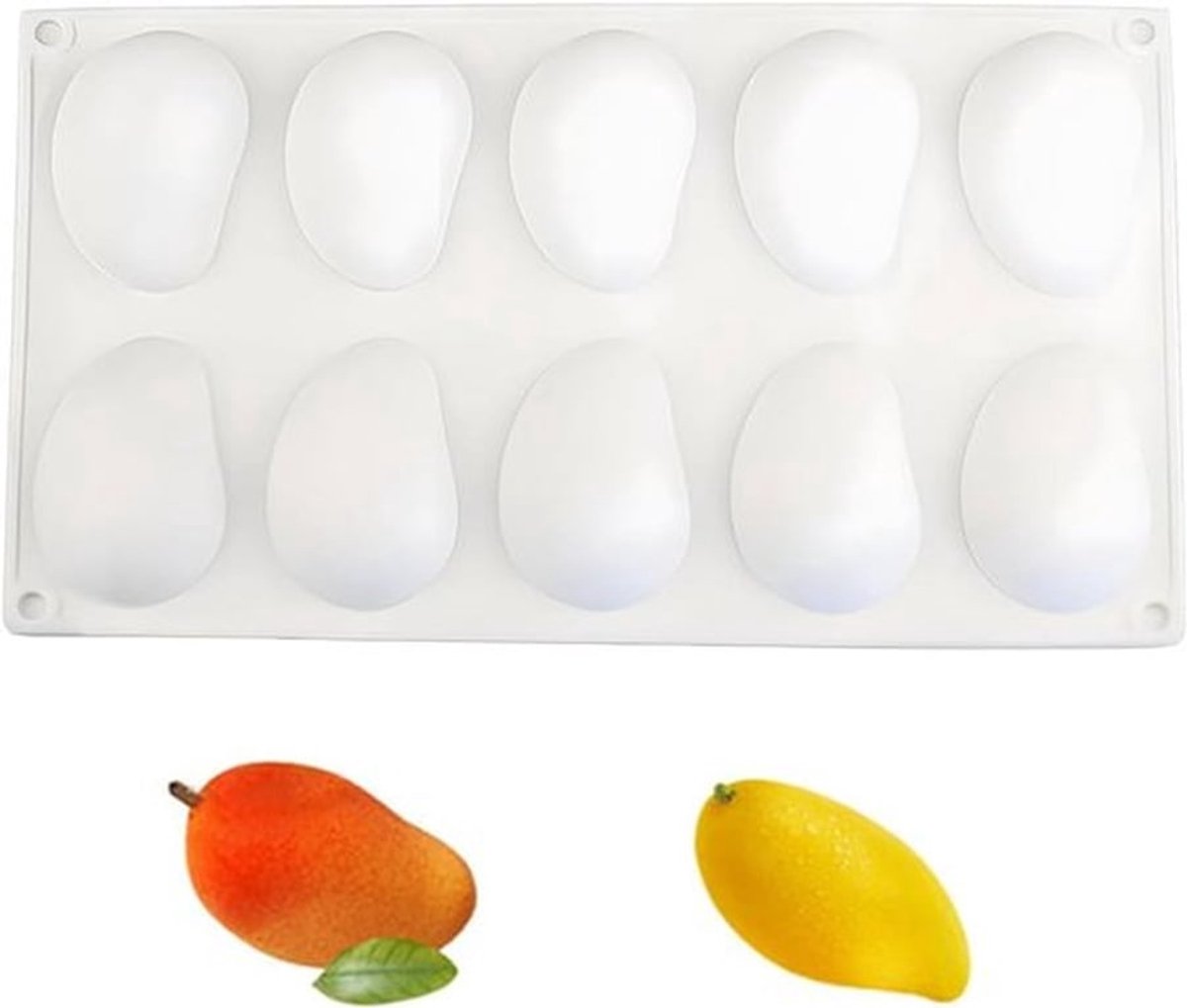 Siliconen mango-vormen voor desserts - 10 gaten - flexibel en duurzaam - siliconen