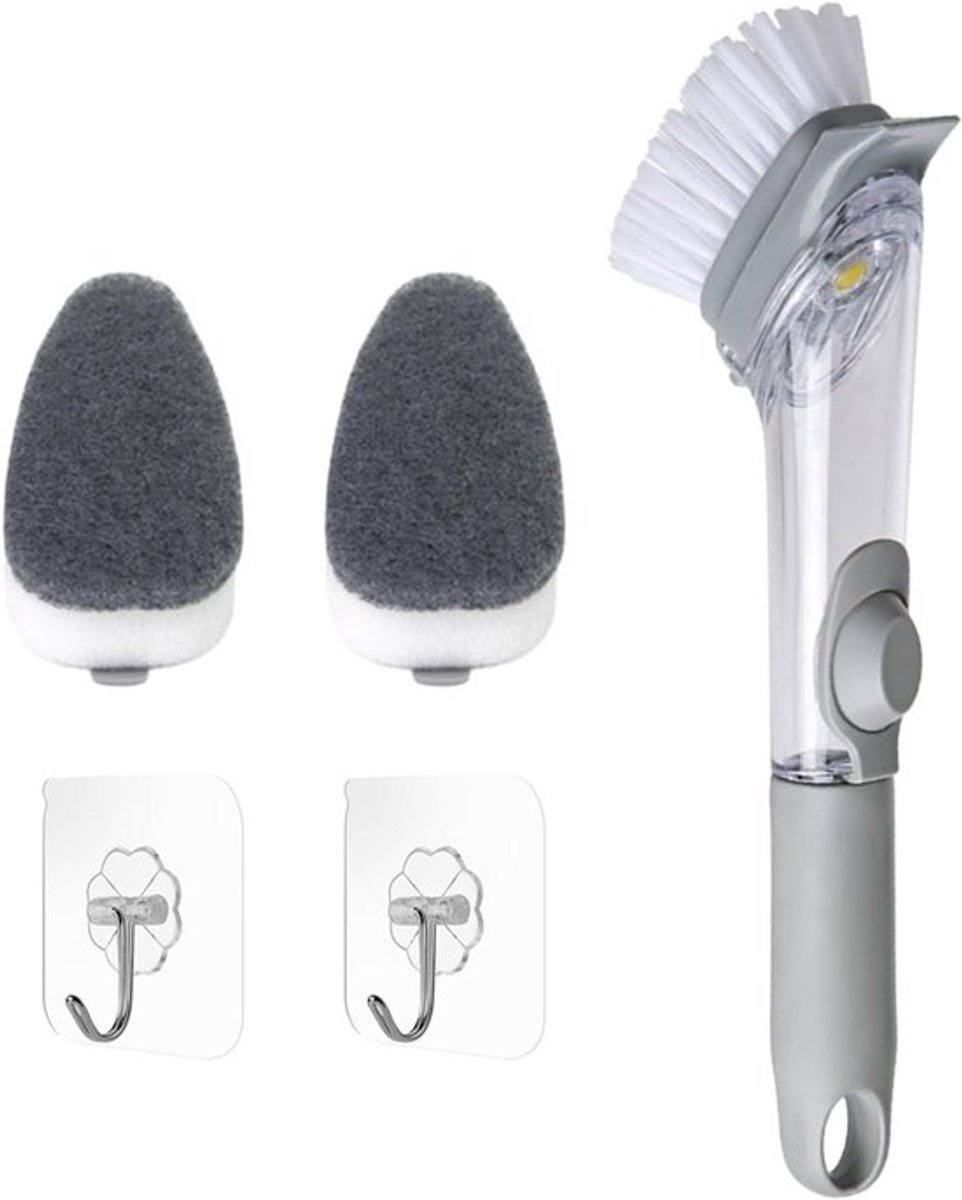 Afwasborstel met Zeepdispenser - Inclusief Sponzen en Haken - 1 Stuk