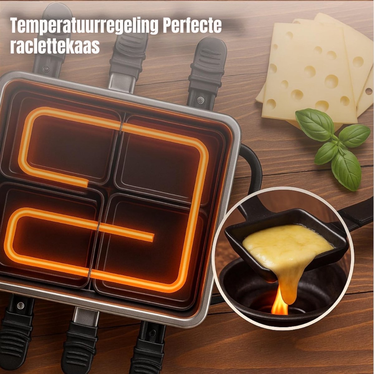TIM® Gourmetstel 8 personen - Gourmetstellen - Gourmet - Zwart - 10cm x 10cm x 10cm – foto 2