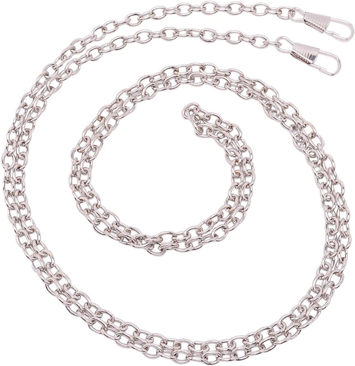 10 Stuks Handtas Kettingen 120 cm IJzeren Platte Kabelketting Vervangingsriemen met Metalen Gespen voor Schoudertas en Clutch, Platina