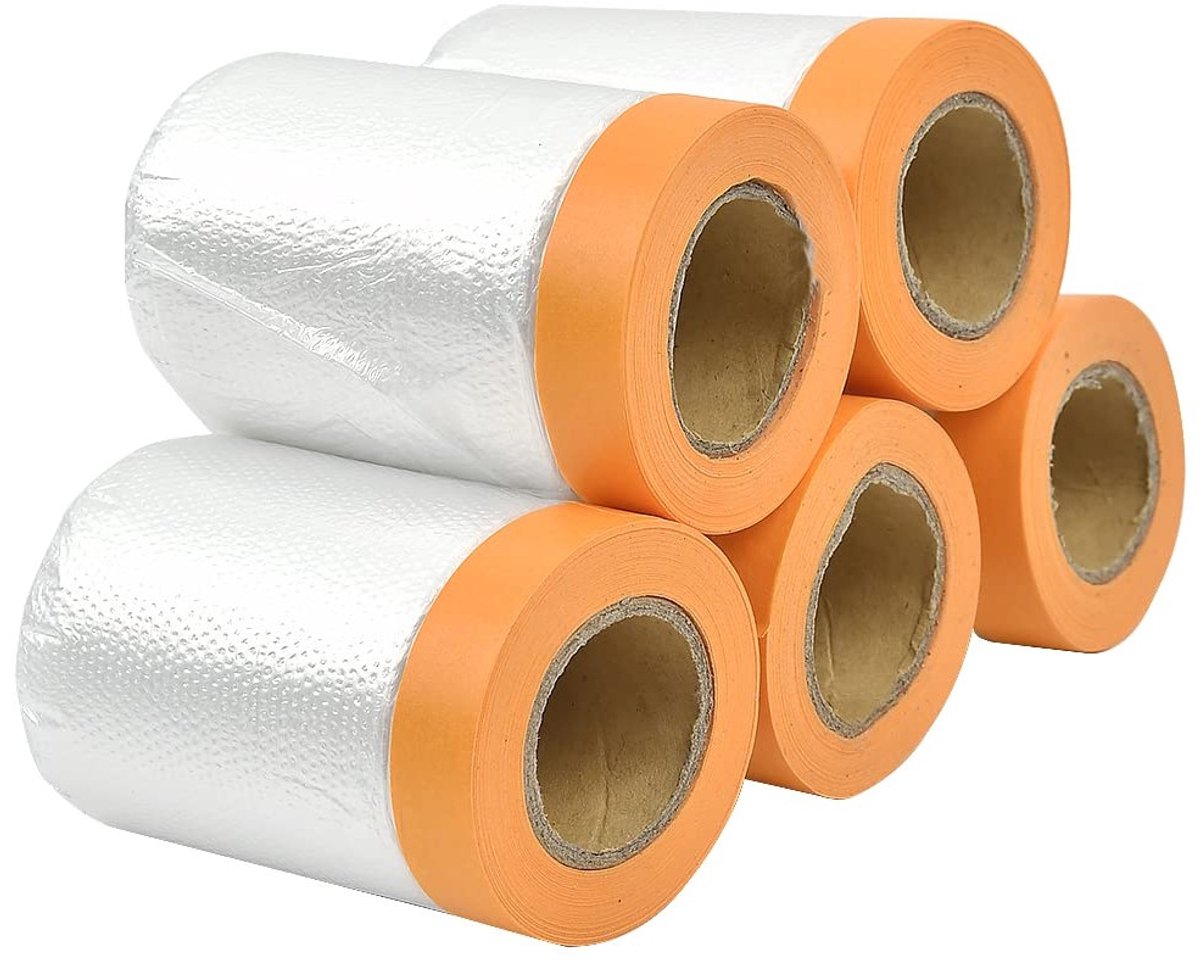 5 Rollen Transparante Afplaktape, UV-bestendige Bedekking, 55 cm x 20 m, Beschermfolie voor Schilderwerk, Plakband voor Creatieve Projecten en Klussen