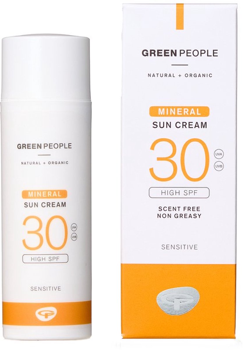 Green People - Parfumvrije Minerale Zonnebrandcréme SPF30 - Voor de gevoelige huid - 50ml - Vegan - Gezicht + Green People - Zonnebrandcrème – SPF30 – 200 ml – Gevoelige Huid & Parfumvrij - Natuurlijk & Vegan
