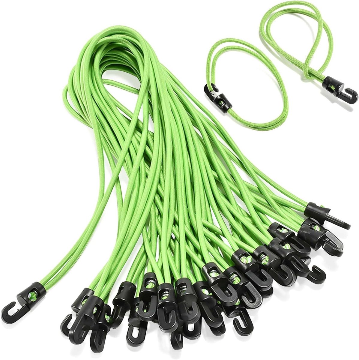 Elastische Touwen met Haken 25 cm - 25 Stuks, 4 mm Dikte, Ideaal voor Zeilen, Tenten en Ophangsystemen