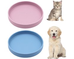 Set van 2 kattenvoeders, siliconen kattenbakken, brede en platte kattenvoeders, drinkbak en voerbak voor nat en droog kattenvoer, kattenaccessoires