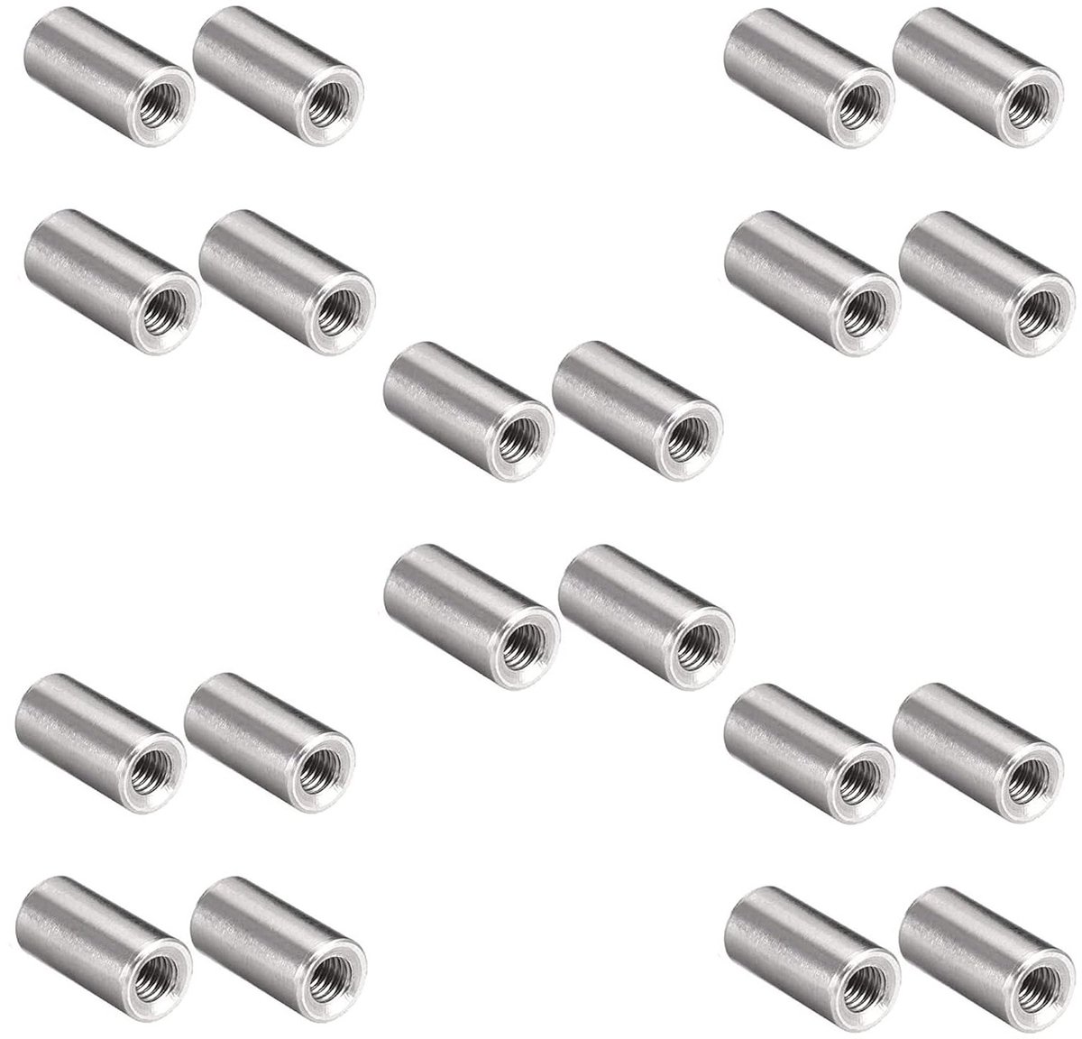Set van 20 M4 6x12mm Ronde Moeren van 304 RVS - Diepe Moeren voor Draadstangen en Verbindingen