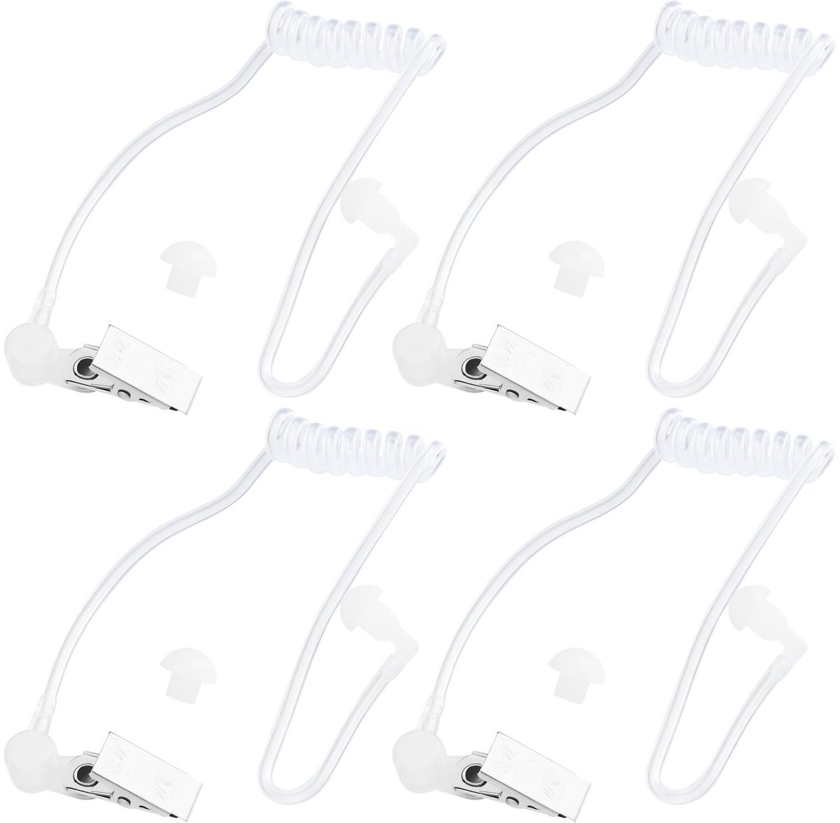 Dailygoody - Transparante Siliconen Oordopjes - In-Ear Hoofdtelefoon voor Walkie Talkie - 50cm Kabel - 4x Oordopjes - Comfortabel en duurzaam - Perfec