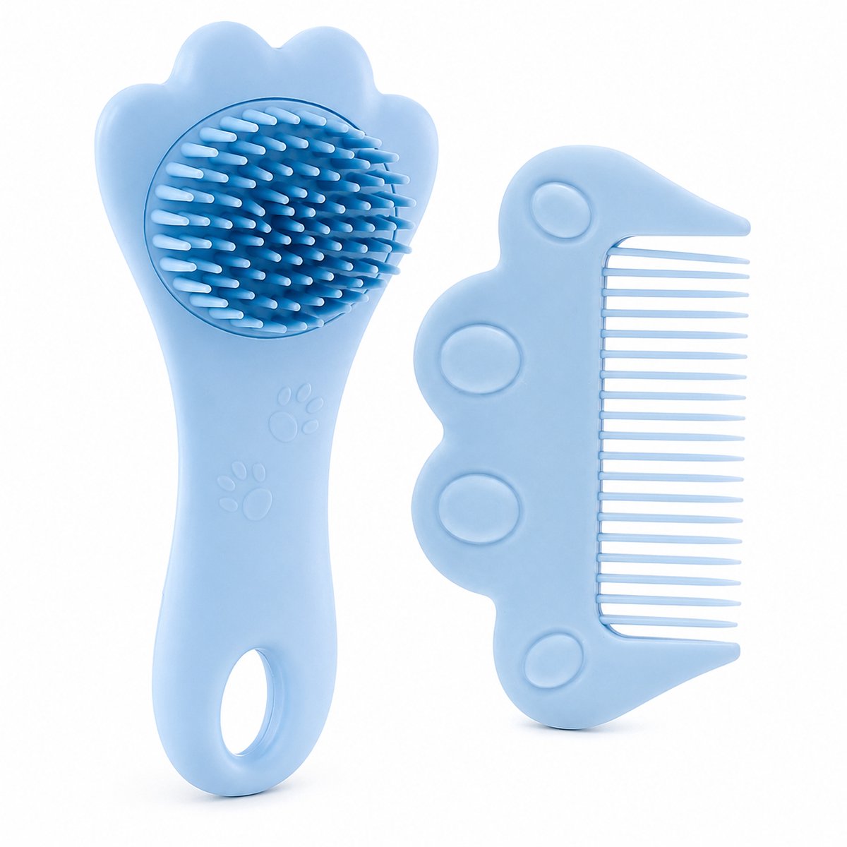 Baby Haarborstel & Kam Set Blauw – Zachte Siliconen Massageborstel voor Baby’s en Peuters