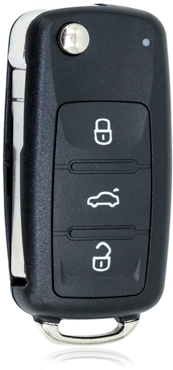 Dailygoody - Sleutel met 3 knoppen - Klapsleutel - Vervangende autosleutel - Geschikt voor VW Golf, Jetta, Polo - Eenvoudig over te zetten elektronica