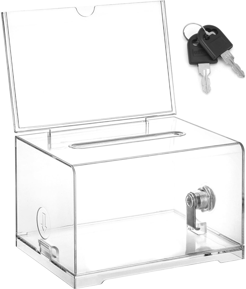 Dailygoods - Dailygoody - Afsluitbare donatiebox - Transparante opbergdoos - Compact ontwerp - 1,92 liter - Ideaal voor inzamelingen - Geschikt voor evenementen -