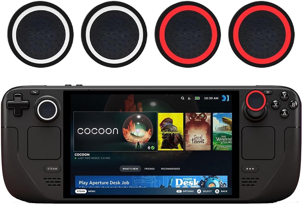 Dailygoods - Dailygoody - Joystick Thumb Stick Grips Cap - Siliconen duimgreep caps - Zwart/Rood + Zwart/Wit - Anti-slip joystick cover - Geschikt voor Steam