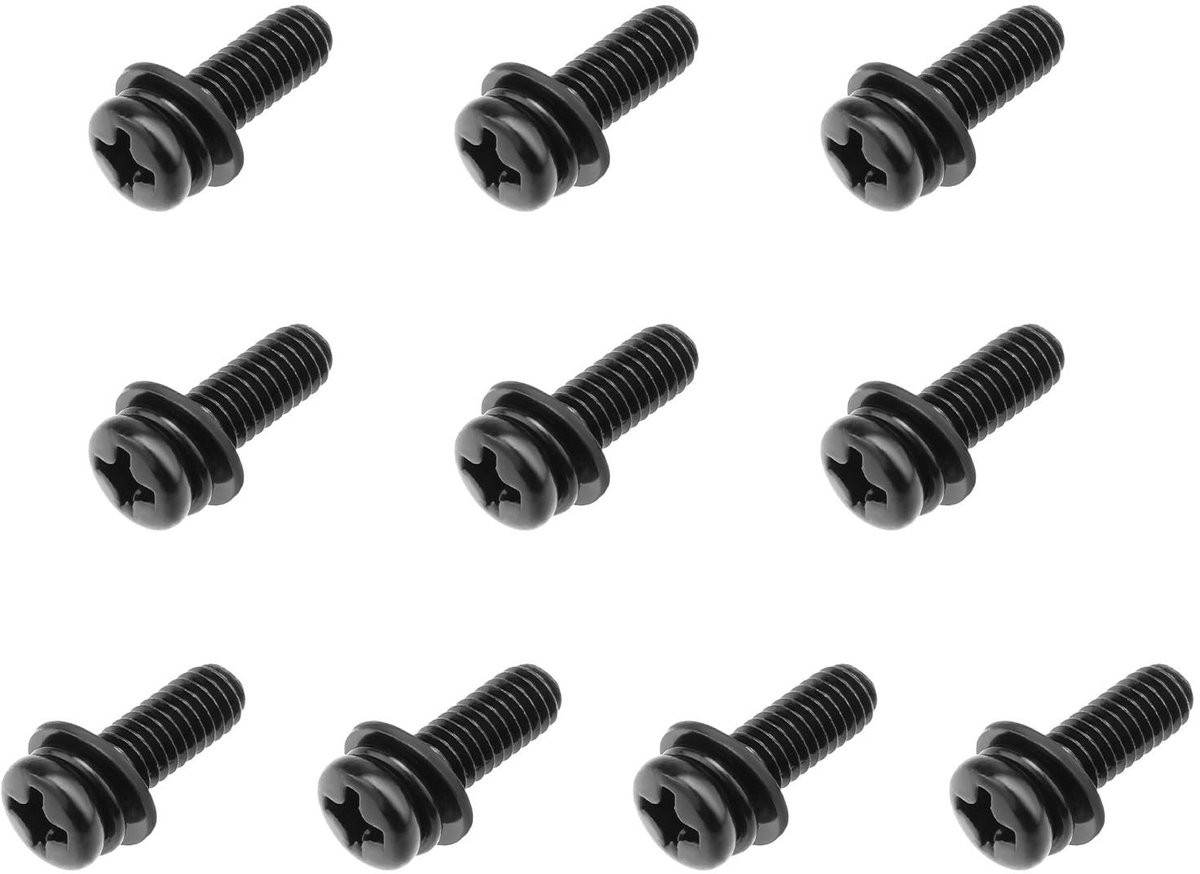 Dailygoody - M4 12 mm schroeven - complete schroevenset - zwart - wandmontage - geschikt voor tv-wandhouder - 10 stuks