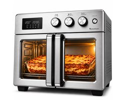 TurboTronic AFD32 Airfryer XXL en Oven – 12 Kookprogramma's – Vrijstaande Mini Oven – Instelbaar van 25 tot 230°C - 32L - Zilver