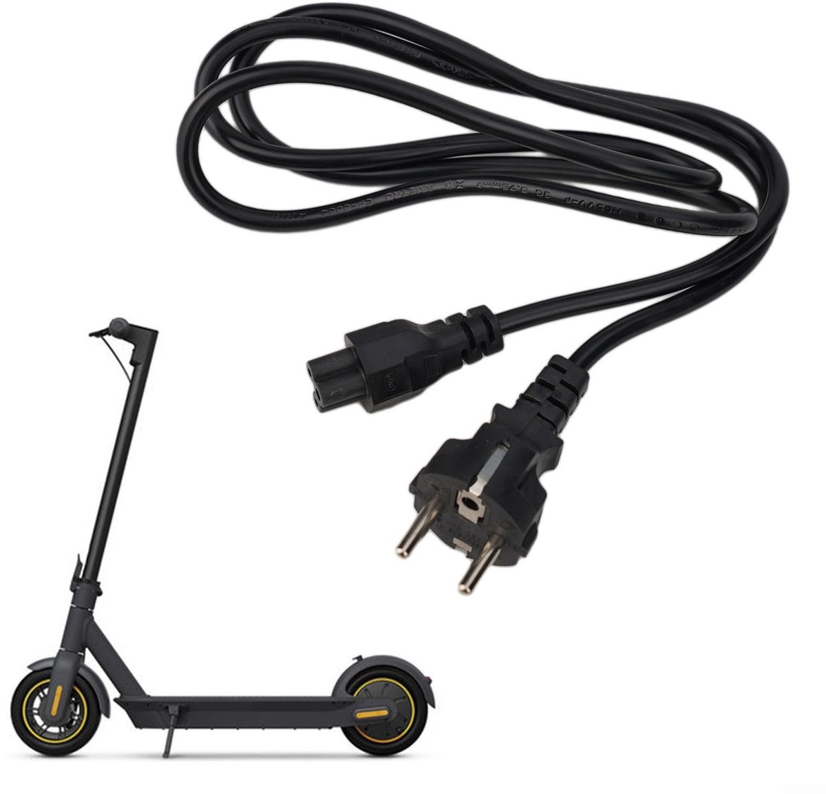 Dailygoody - Oplaadkabel elektrische scooter - Stroomkabel 3-polig - 140 cm lang - Geschikt voor Ninebot G30 G30D - Ideaal voor thuisgebruik