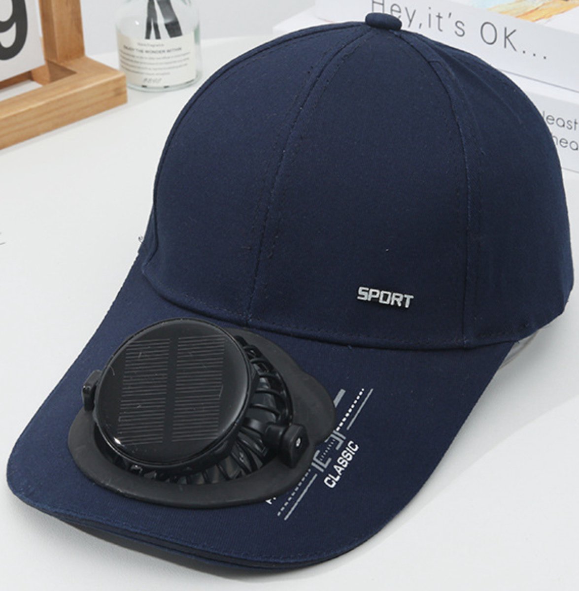 WK Zonnehoed met Ventilator voor Volwassenen – continu werken onder de zon-Baseballcap Stijl –Zonne Pet- Zonnepaneel + Type-C Opladen – UV-beschermende Zomerhoed – Met Ingebouwde Ventilator – 650mAh – Blauw