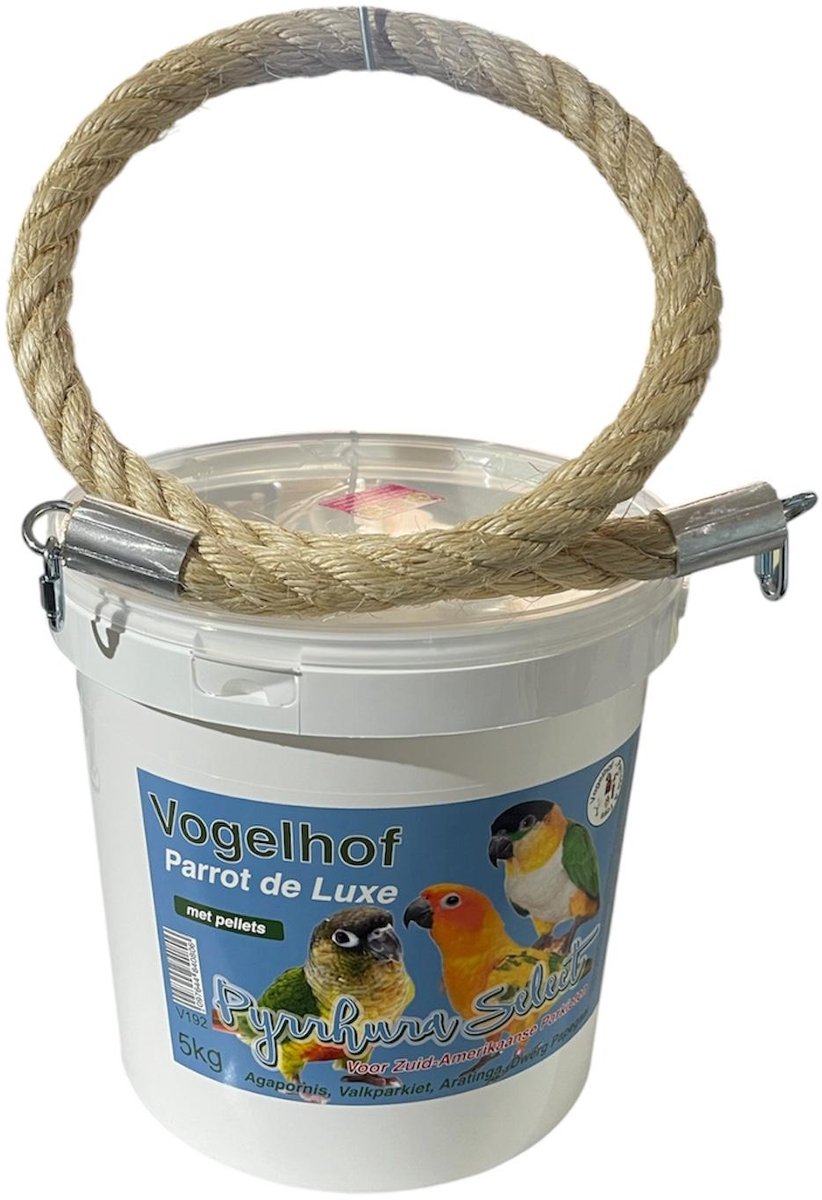 pyrrhura select 5 kg met pellets en sisal touw 1 meter 25 mm dikte