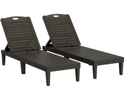 Set van 2 Ligstoelen – Ligstoel – Ligbed met 4-standen Verstelbare Rugleuning – Tuinstoel – Strandstoel – Campingligstoel – tot 120 kg – Zonnebed – Relaxstoel voor Tuin, Terras, Zwembad & Balkon – Zwart