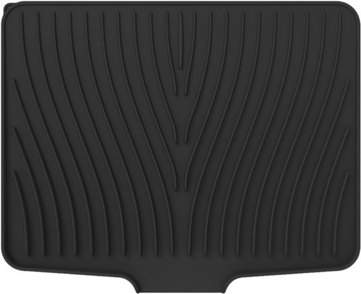 Afdruiprek Mat - Siliconen Afdruipmat - Afwasdroogmat- Gootsteenmat- Antislip- 40×33 cm- Zwart