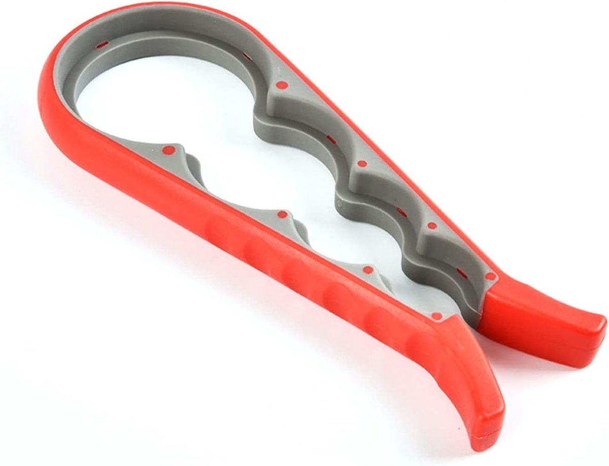 Multi Functionele Flessenopener met Antislip Handvat voor Senioren en Mensen met Artritis, Rood, Ideaal voor Moeilijke Deksels