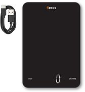 BRCKS Digitale Keukenweegschaal - Tot 10kg - 1g Precisie - USB-C Oplaadbaar - Weegschaal Keuken - Tarra & Geheugen - Mat Zwart