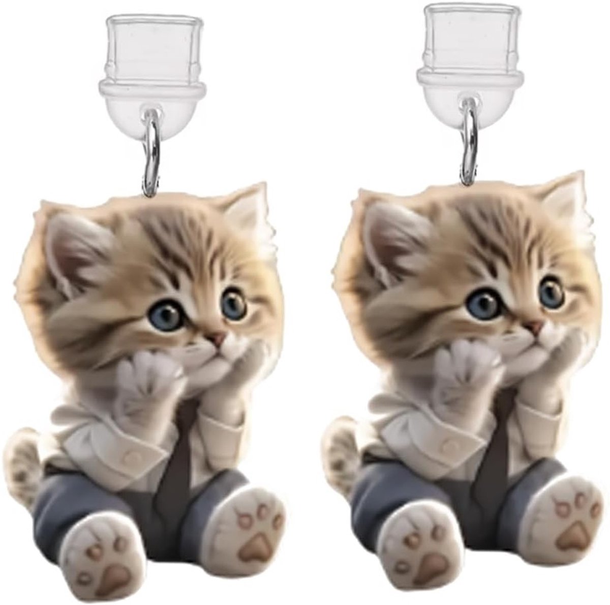 Set van 2 USB C Stofbeschermers voor Mobiele Telefoons met Acryl Kat Hangertje, Geschikt voor Telefoons, Tablets en Hoofdtelefoons