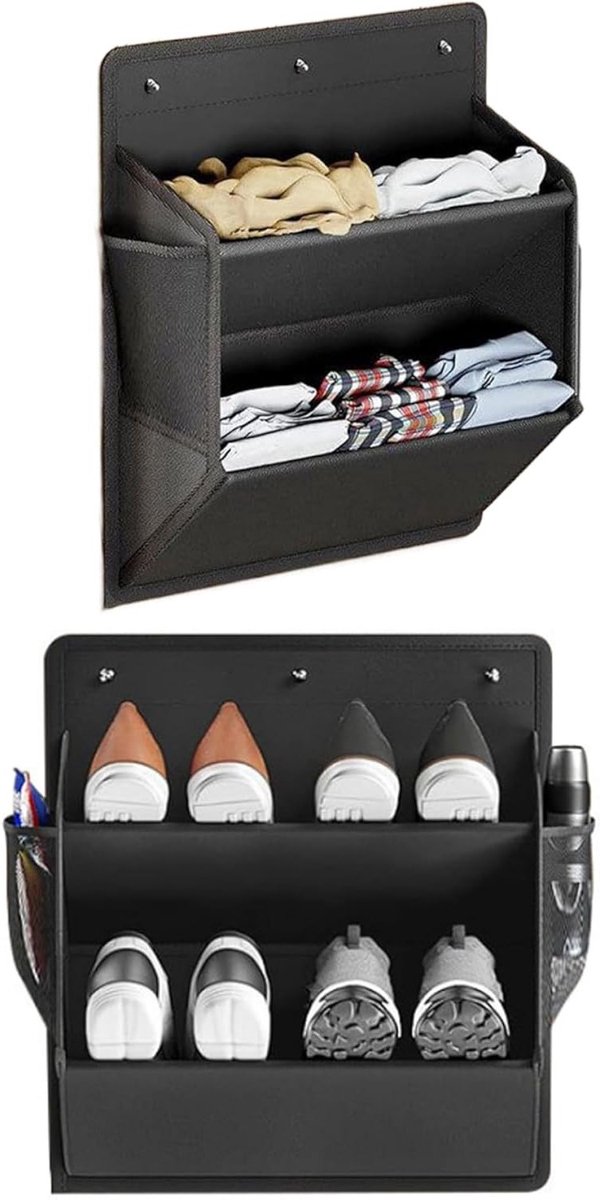 Stoffen schoenenorganizer voor achter de deur - Ruimtebesparend schoenenrek met grote mesh zakken en zelfklevende haak voor optimale opbergruimte
