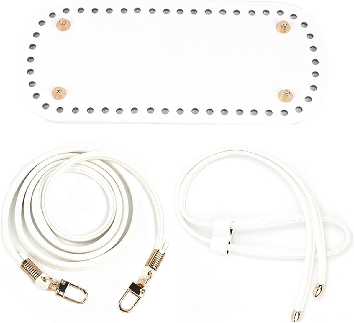 Set van 3 Tassenbodems 22x10cm met Trekkoord voor Haakwerk, Leer en DIY Tasaccessoires in Wit