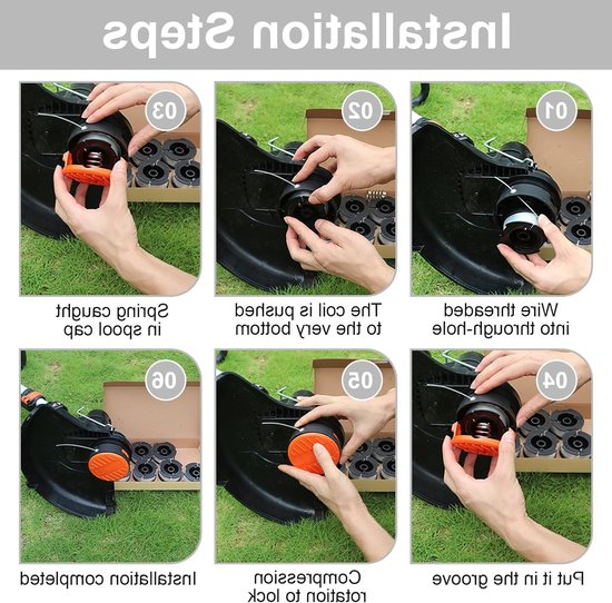 4 stuks reservedraadspoelen voor grastrimmer, nylondraad 1,6 mm x 5 m, geschikt voor accu trimmers en tuinonderhoud — afbeelding 4