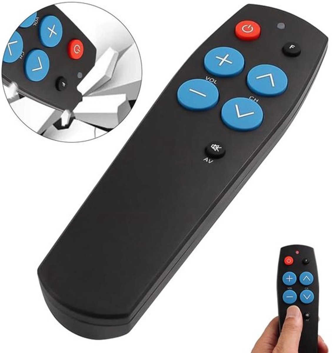 Universele Afstandsbediening - Grote Toetsen Bediening - Eenvoudig TV Kijken - Infrarood Compatibel - 15.5 x 4.6 cm - Zwart