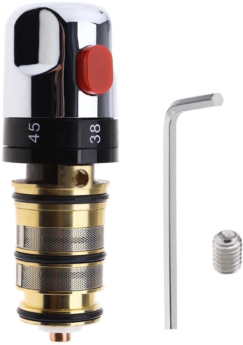 Dailygoods - Dailygoody - Thermostatische Reparatieset - Douchekraan - Hoogwaardige kwaliteit - Verchroomd - Massief messing - Voor bad- en douchekraan - Inclusief...