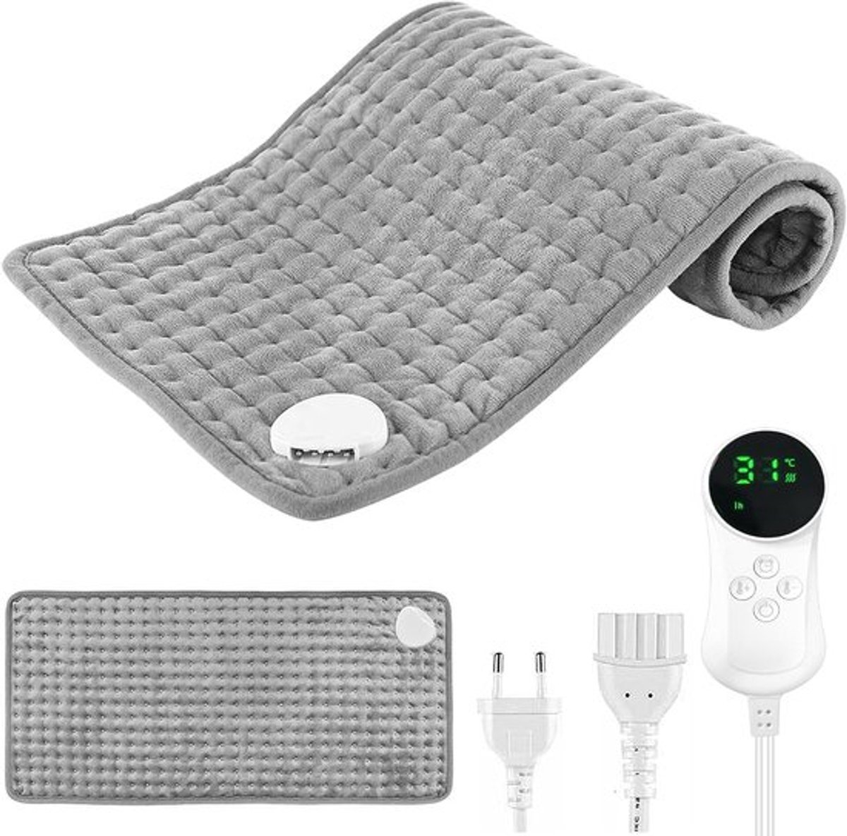 Elektrisch Verwarmingskussen 80x40 cm met 9 standen en Timer voor Rug en Lichaam